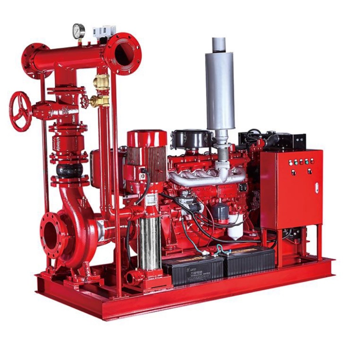 Diesel engine-driven fire pump unit with controller