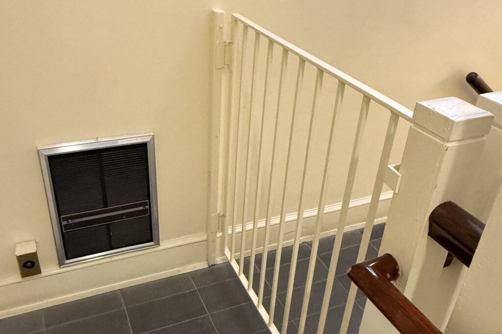 Interior exit stairwell with handrails